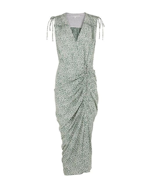 Veronica Beard Green Teagan Printed Stretch-Silk Midi Dress