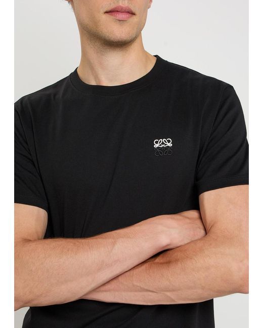 Loewe Black Logo-Embroidered Cotton T-Shirt for men