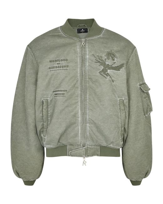 Represent Green Icarus Logo-embroidered Shell Bomber Jacket for men