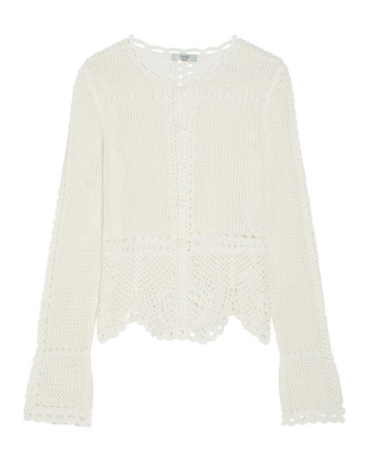 Erdem White Scalloped Crochet Cotton Cardigan