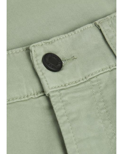 7 For All Mankind Green Slimmy Tapered-Leg Stretch-Sateen Chino Trousers for men