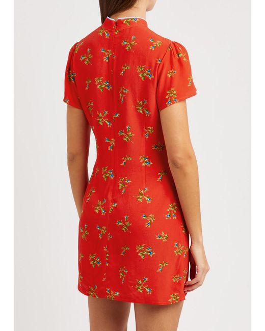 Kitri Red Harlow Floral-print Mini Dress