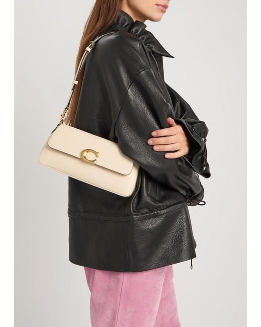 COACH Natural Jet Leather Shoulder Bag