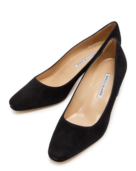 Manolo Blahnik Black Okkatopla 50 Suede Pumps