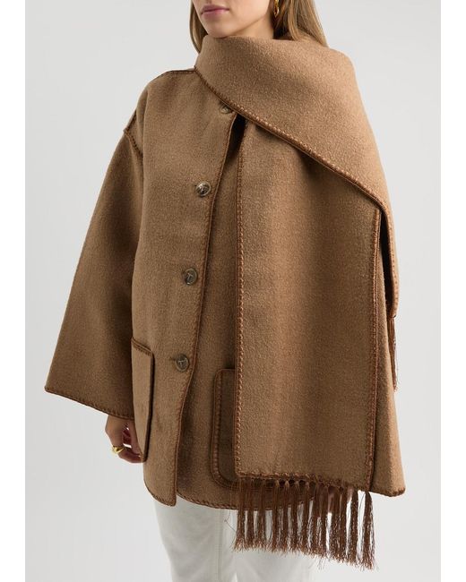 Totême  Natural Scarf-Effect Wool-Blend Jacket