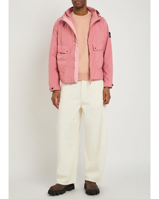 Stone Island Pink Hooded Poplin Jacket for men