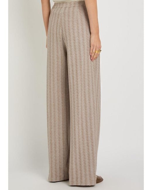 Emporio Armani Natural Chevron-Knit Straight-Leg Cotton-Blend Trousers