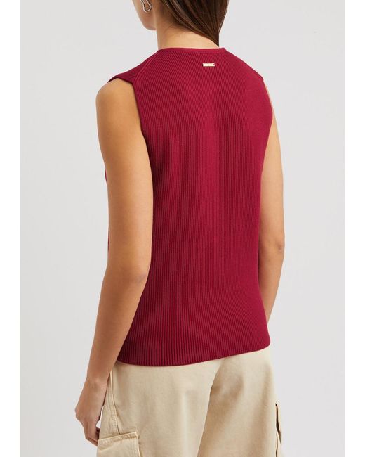 J.W. Anderson Red Bow Ribbed Cotton-Blend Tank