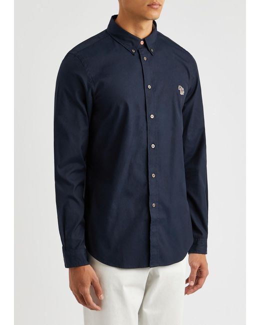 PS by Paul Smith Blue Logo Cotton Shirt for men
