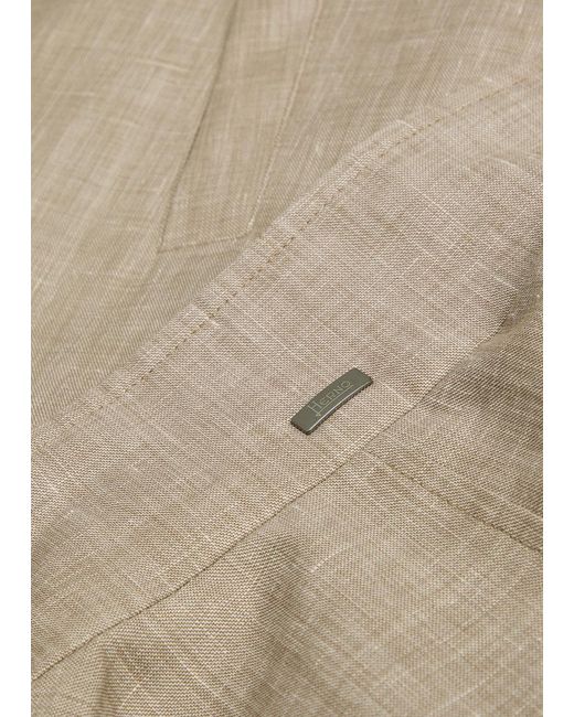 Herno Natural Funnel-Neck Linen And Wool-Blend Jacket for men