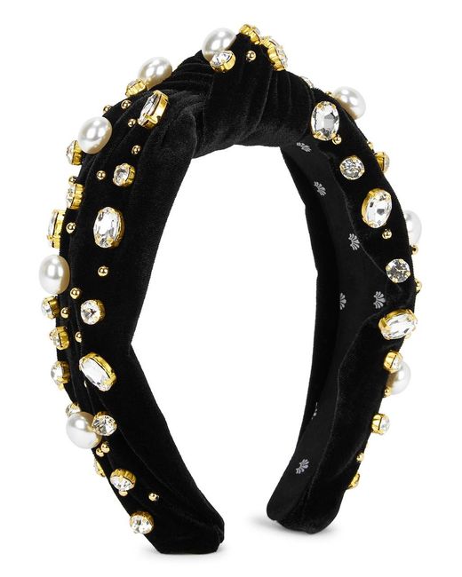 Lele Sadoughi Black Embellished Velvet Headband