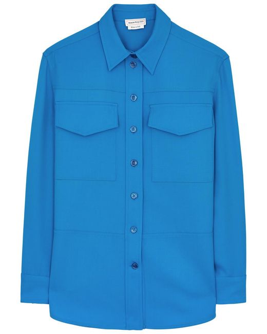 Alexander McQueen Blue Wool Shirt