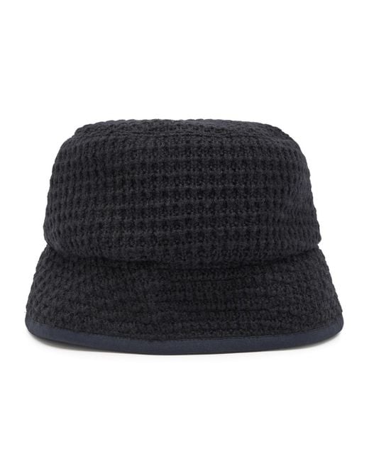 Moncler Black Logo Reversible Wool-Blend Bucket Hat for men