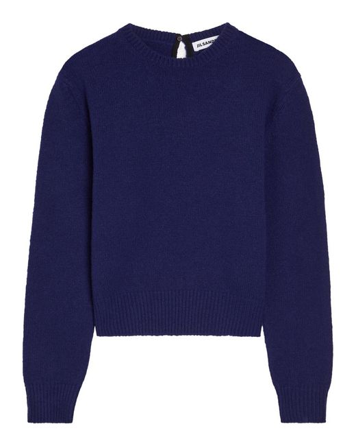 Jil Sander Blue 3/4 Sleeve Wool-Blend Jumper for men