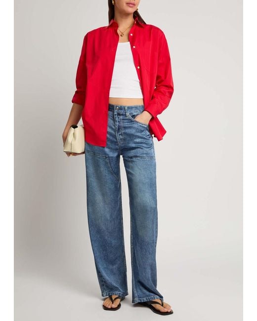 Rag & Bone Blue Miramir Logan Jeans-Print Satin Trousers