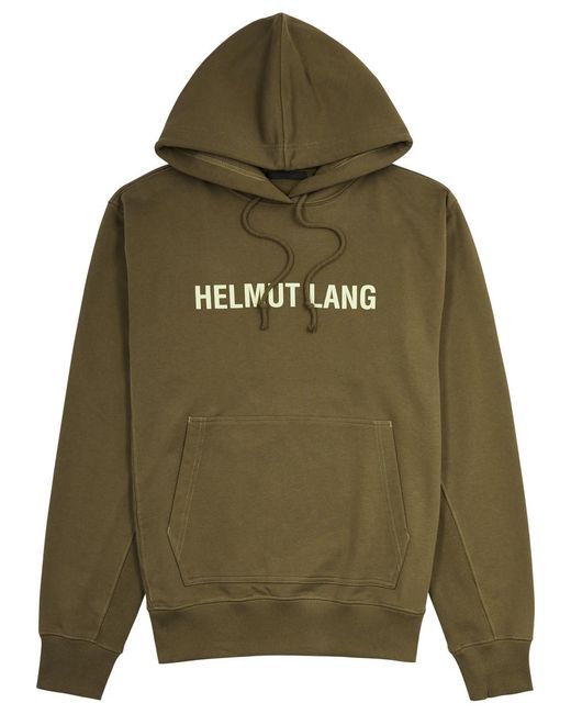 Helmut Lang Green Outer Space Logo Hooded Cotton Sweatshirt for men