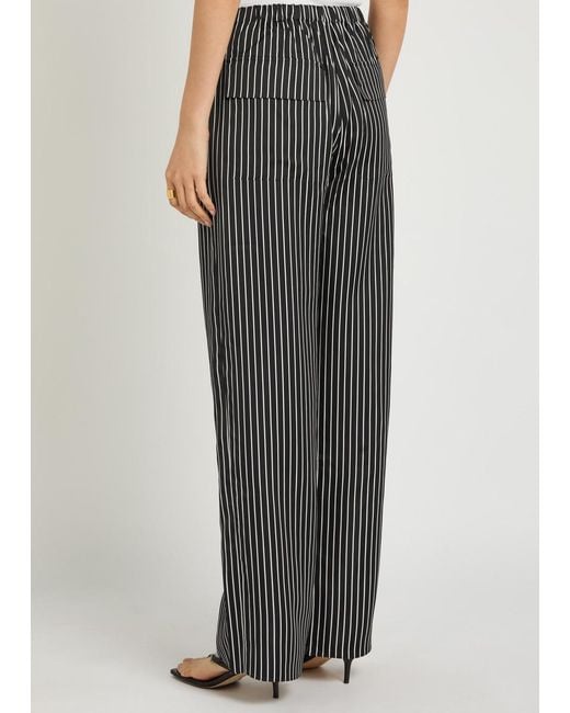 Maria McManus Gray Striped Wide-Leg Satin Trousers