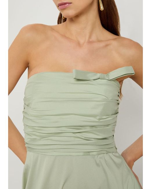 BERNADETTE Green Lucinda Ruched Taffeta Maxi Dress