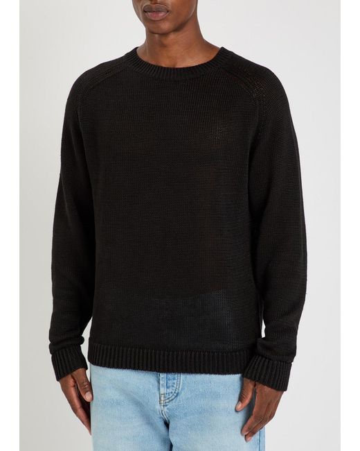Studio Nicholson Black Linen-Knit Jumper for men