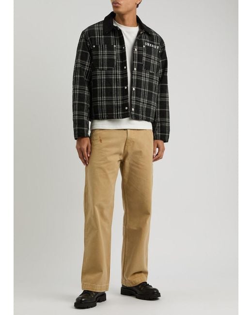 CHERRY LA Black Checked-Jacquard Chenille Jacket for men