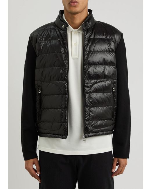Moncler Black Quilted Nylon And Wool Jacket for men