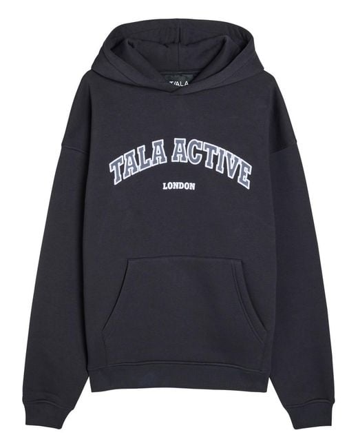 Tala Blue Logo-Embroidered Hooded Cotton-Blend Sweatshirt