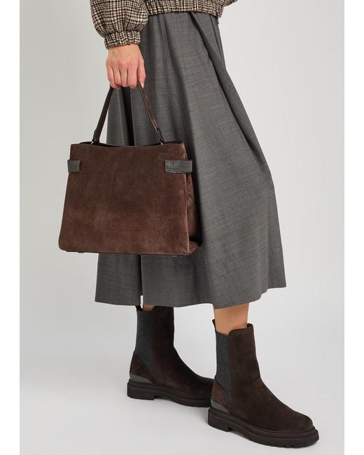 Brunello Cucinelli Brown Suede Tote Bag