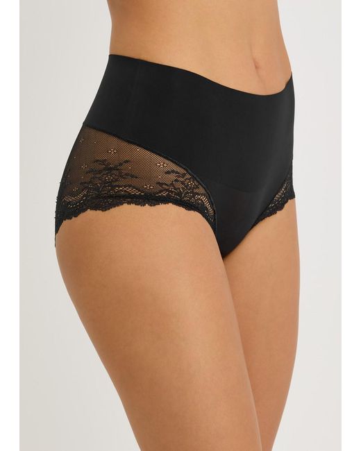 Spanx Black Undie-Tectable Lace-Trimmed Seamless Briefs