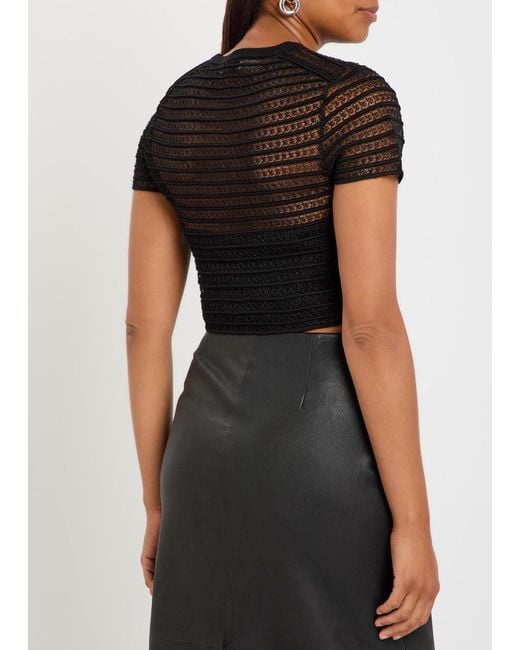 Jonathan Simkhai Black Holli Textured Lace Cropped Top