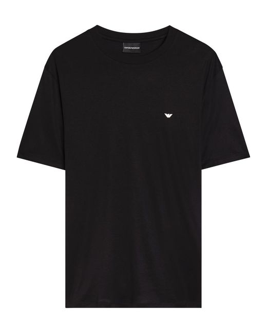 Emporio Armani Black Logo-Embroidered Jersey T-Shirt for men
