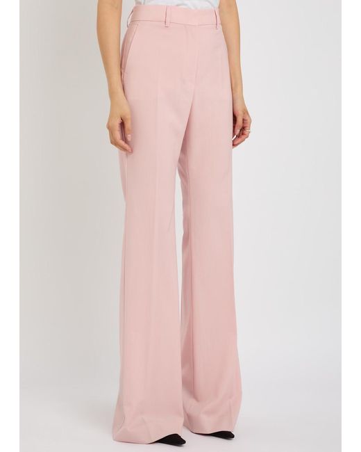 Sportmax Pink Flared-Leg Wool Trousers