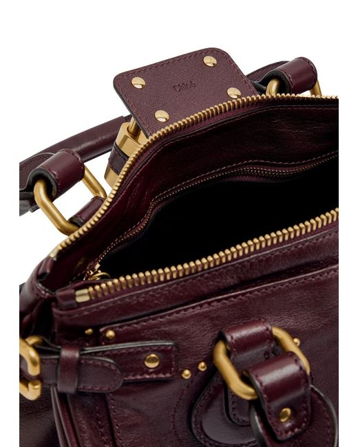 Chloé Purple Paddington Padlock Grained Leather Shoulder Bag