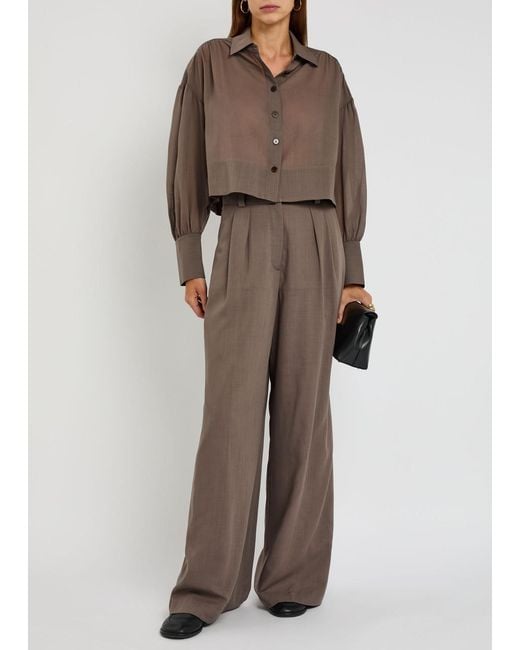 Joseph Brown Anais Cropped Wool-Blend Shirt