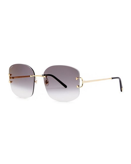 Cartier Metallic Signature C De Rimless Oversized Sunglasses