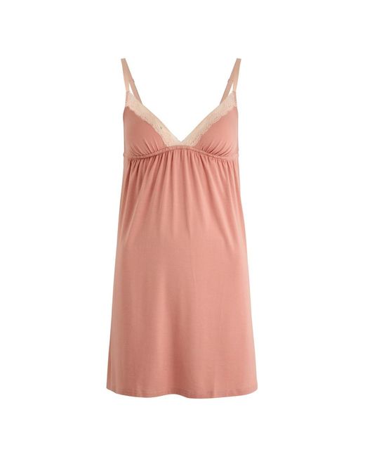 Eberjey Pink Flora Lace-Trimmed Jersey Chemise