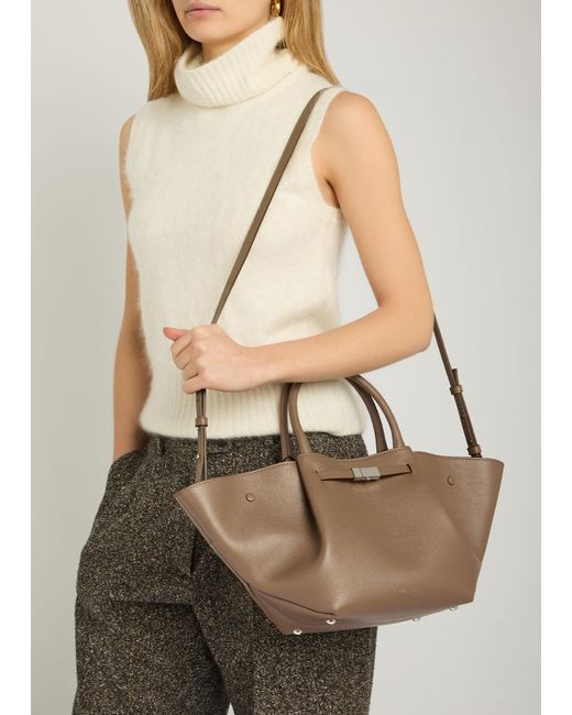 DeMellier London Brown The New York Midi Grained Leather Tote