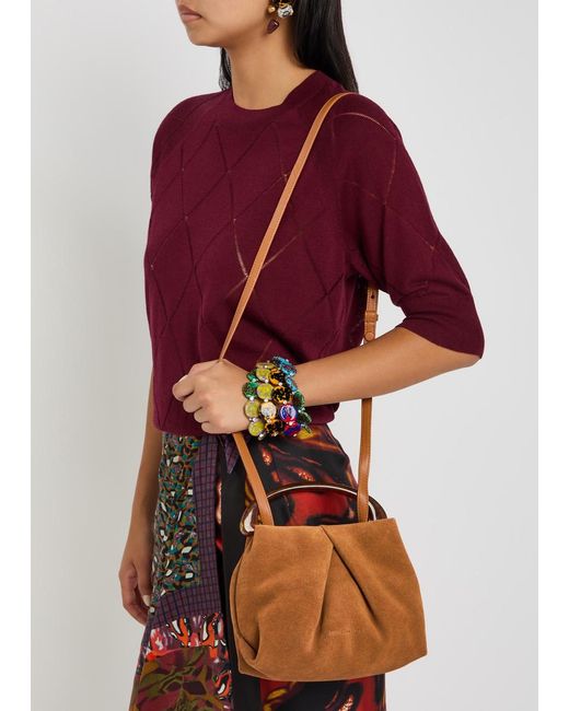 Dries Van Noten Brown Crisp Suede Top Handle Bag
