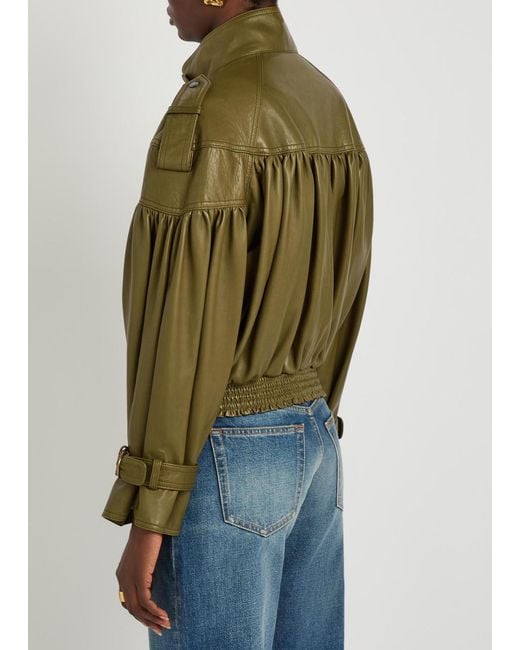 Chloé Green Cropped Leather Jacket
