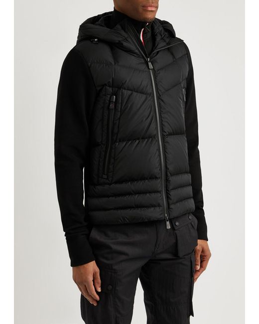 3 MONCLER GRENOBLE Black Quilted Shell And Fleece Jacket for men