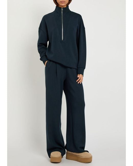 Varley Blue Masie Half-Zip Stretch-Jersey Sweatshirt