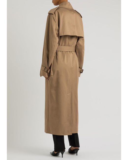 Saint Laurent Natural Double-Breasted Cotton Twill Trench Coat