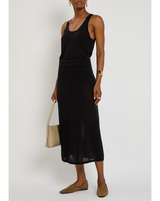 Totême Black Fine-Knit Maxi Skirt