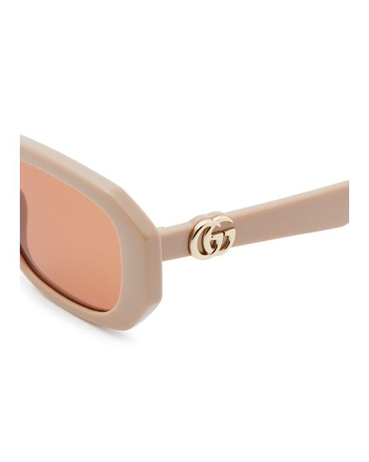 Gucci White Rectangle-frame Sunglasses