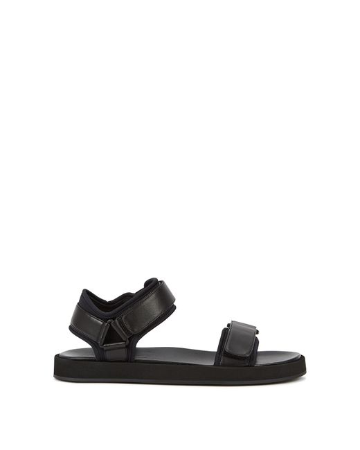 The Row Black Hook And Loop Leather Sandals