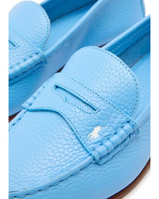 Polo Ralph Lauren Blue Logo Pebbled Leather Loafers