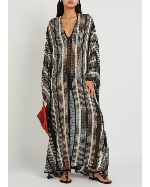 Missoni Gray Striped Open-Knit Kaftan Cover-Up