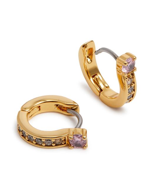 Kate Spade White Precious Delights Gold-plated Hoop Earrings