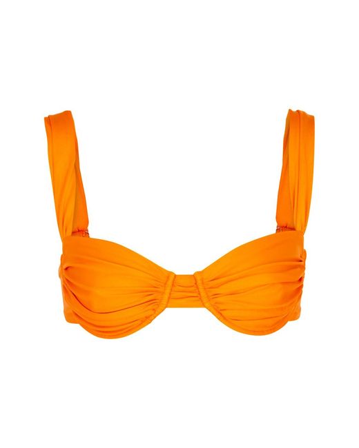 Faithfull The Brand Orange Sol Ruched Underwire Bikini Top