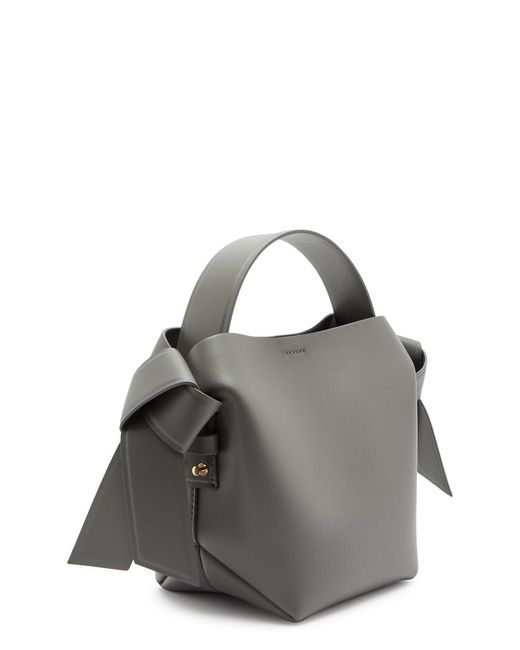 Acne Gray Musubi Mini Leather Top Handle Bag