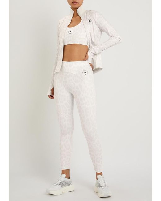 Stella McCartney White Adidas X Training 7/8 Leopard-Print Leggings